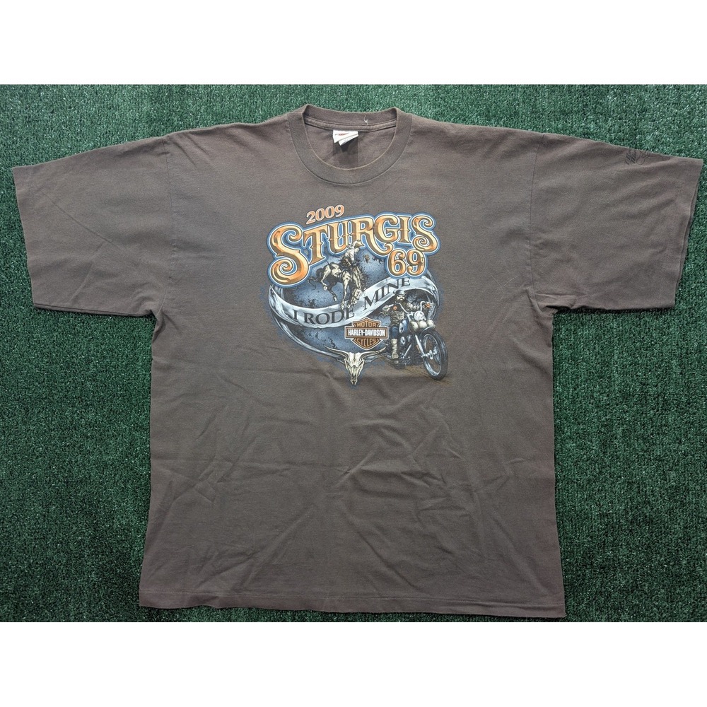 Harley-Davidson 2009 Sturgis 69th Anniversary T-Shirt Mens XXL I Rode Mine Brown